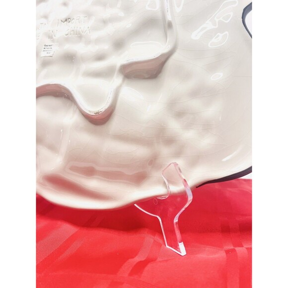 Vintage Jay Import Santa Cookie Platter Ceramic Christmas Tray 16” Plaid - Picture 9 of 14